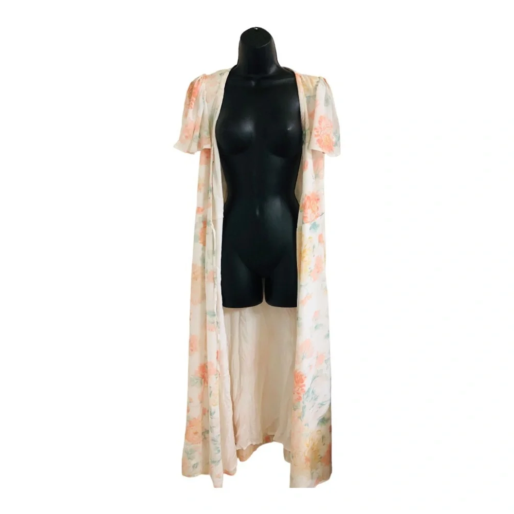 Abercrombie & Fitch white orange floral flutter sleeve wrap dress size small new